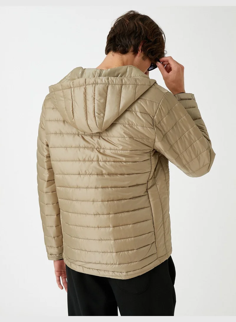 كوتون Hooded Puffer Coat Pocket Detailed