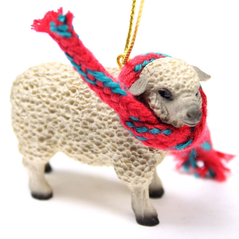 Conversation Concept Sheep Tiny Miniature One Christmas Ornament White - Delightful! - Image 1