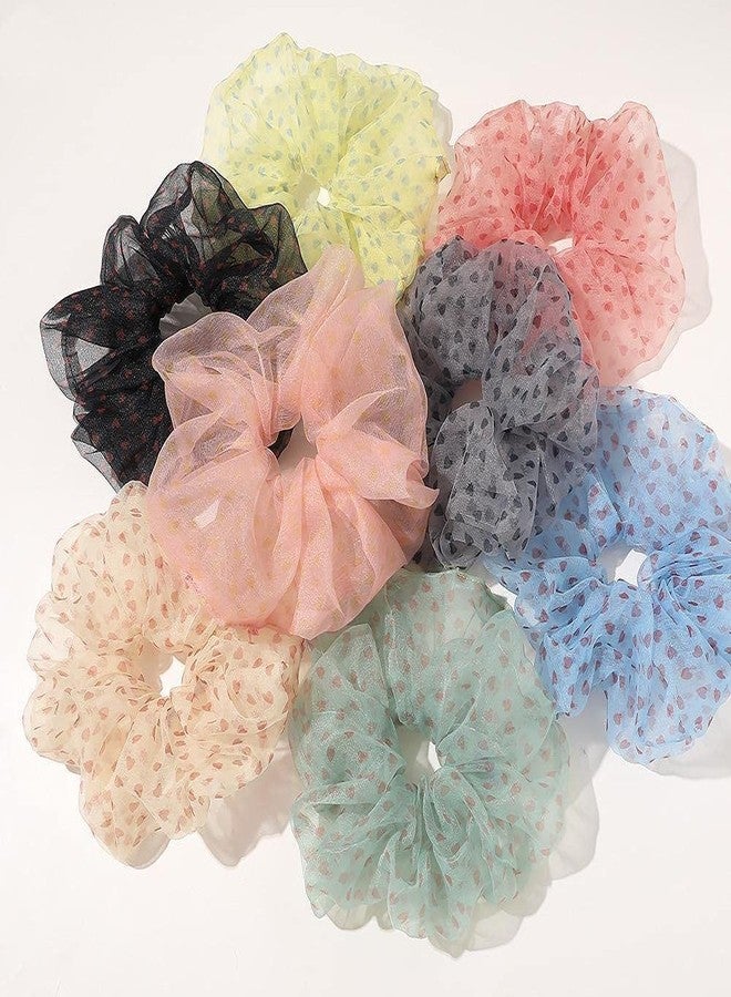 Kiyan Colorful Elastic Hair Bands Organza Hair Scrunchies Ponytail Holder New Pack of 6 - Image 4