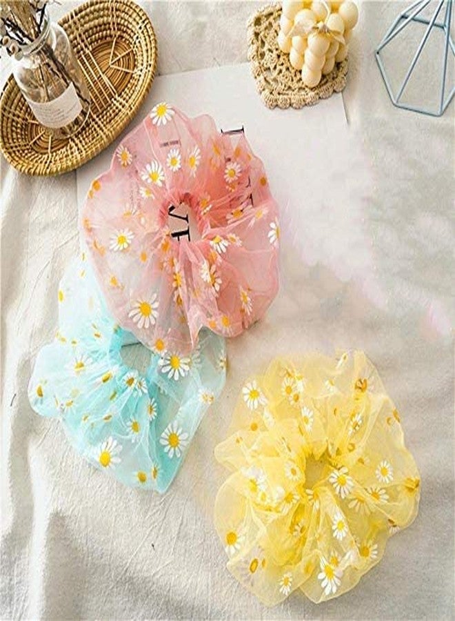 Kiyan Colorful Elastic Hair Bands Organza Hair Scrunchies Ponytail Holder New Pack of 6 - Image 5