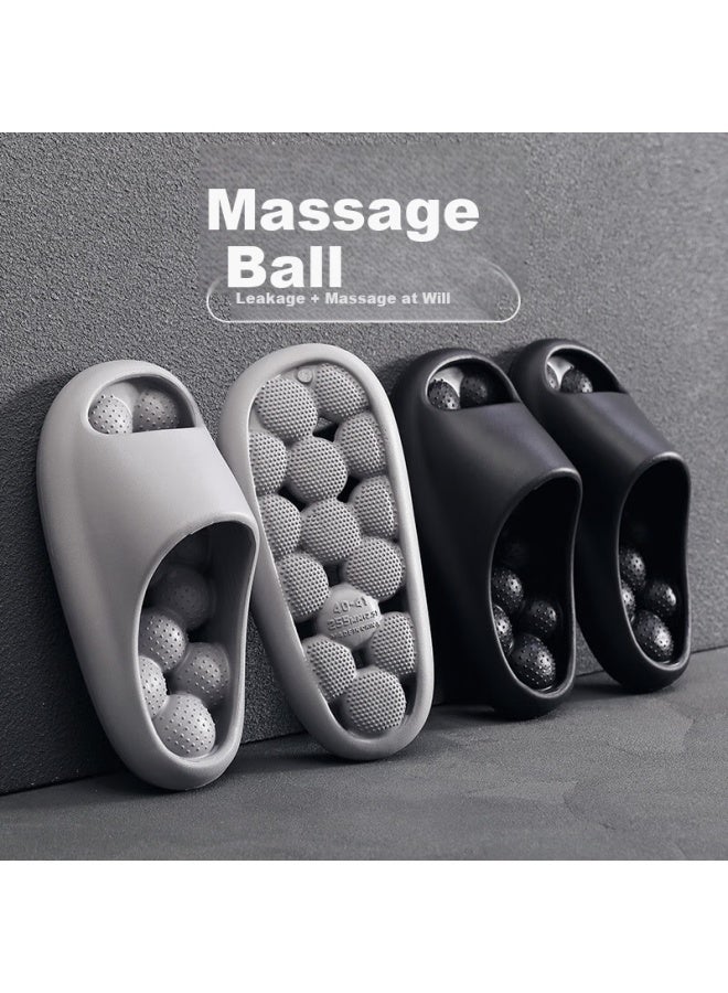 Guoluofei Bathroom Leakproof Slippers Summer Indoor Bath Anti-slip Hollow Out Massage Slippers Black Size 39-40 - Image 1