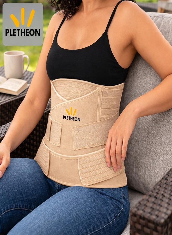 PLETHEON حزام PLETHEON 3 في 1 لدعم البطن بعد الولادة للنساء - حزام داعم للبطن والخصر والحوض بعد الولادة | ملابس داخلية ضاغطة لتشكيل البطن بعد الولادة | مقاس حر من 30 إلى 46 بوصة | بيج - Image 4