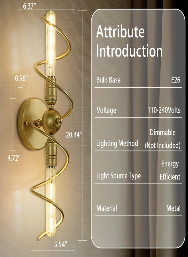 TOCHIC Wall Sconces 20" L,Gold Sconces Wall Decor,2 Light Modern Vintage Wall Lamp Mounted Lamp Indoor Vanity Light for Living Room,Bedroom,Hallway,Dining Room,Fireplace,Staircas - Image 3