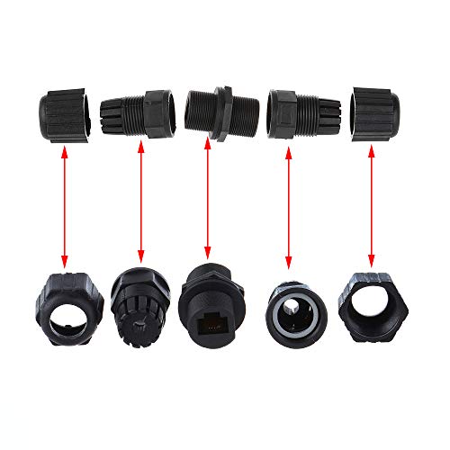ANMBEST 5PCS M20 RJ45 Waterproof Cat5/5e 8P8C Connector IP67 Ethernet LAN Cable Connector Double Head Outdoor LAN Coupler Adapter Female to Female - Image 3
