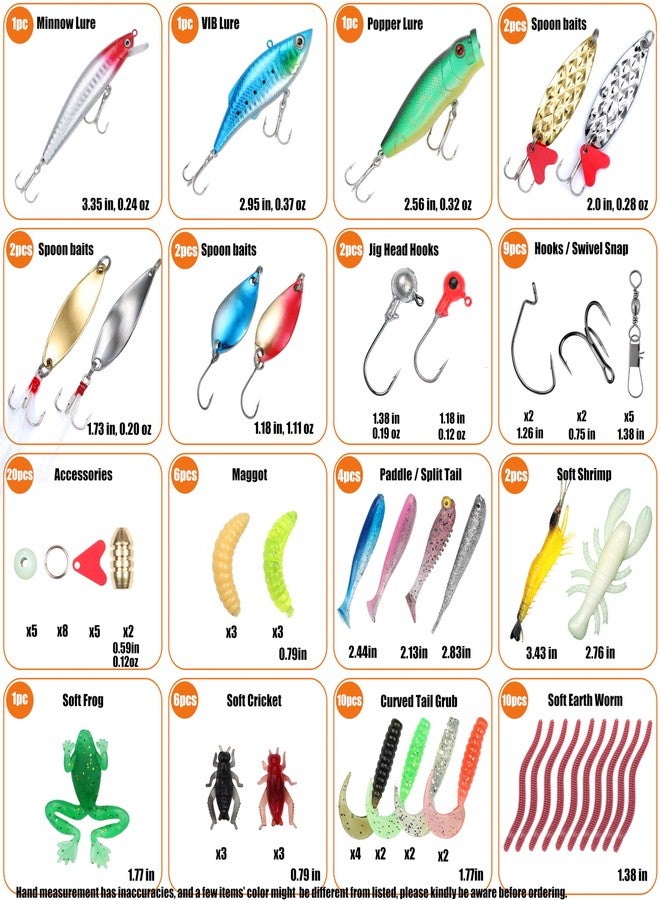 EXAURAFELIS 79pcs Fishing Lures Fishing Bait Bass Lures kit Tackle Including Crankbaits Metal Spoons Plastic Worms Jigs Topwater Lures Tackle Box Fishing Gear Lures Kit Set - Image 2