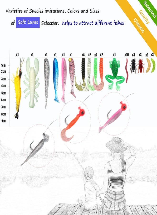 EXAURAFELIS 79pcs Fishing Lures Fishing Bait Bass Lures kit Tackle Including Crankbaits Metal Spoons Plastic Worms Jigs Topwater Lures Tackle Box Fishing Gear Lures Kit Set - Image 5