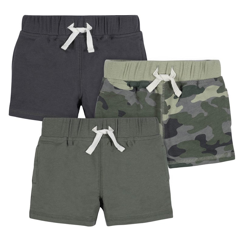 Gerber Baby Boys 3-Pack Pull-On Knit Shorts, Green Camo, 18 Months - Image 1