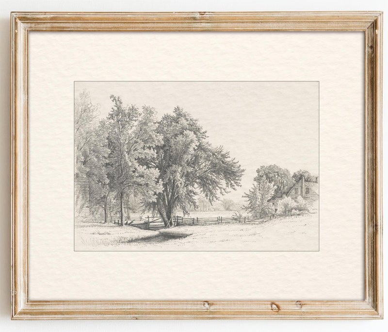 Kizbok Vintage Wall Art Decor Neutral Landscape Sketches Canvas Prints Vintage Landscape Oil Painting Art Pictures for Bedroom  Farmhouse Wall Decor for Bathroom Home(8"" x 10""-UNFRAMED) - Image 1