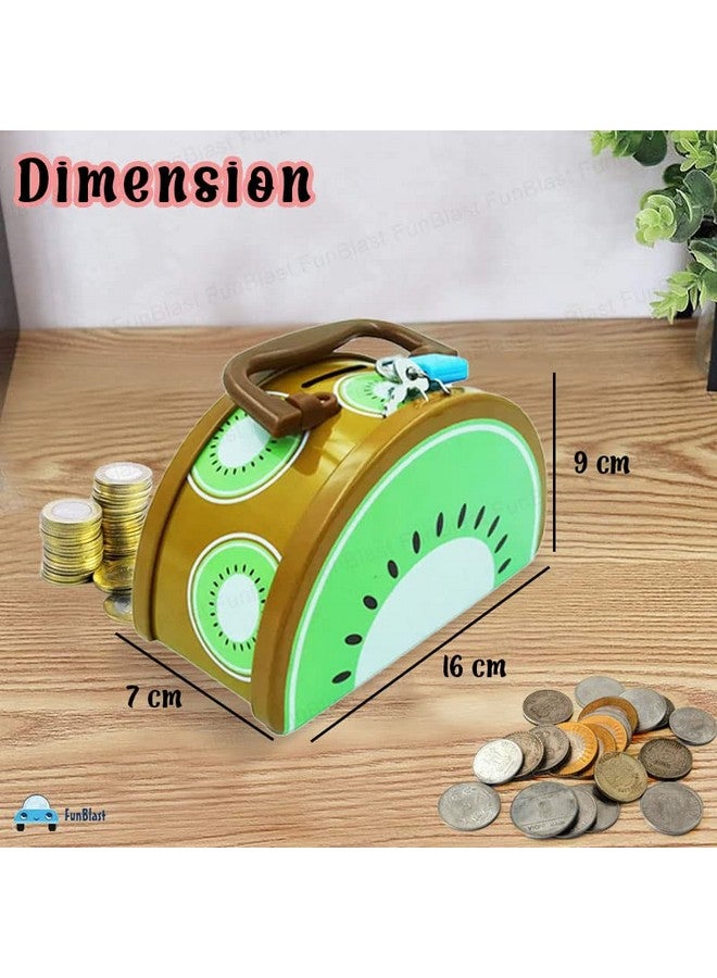 FunBlast Piggy Bank for Kids with Lock - Fruit Shaped Coin Box for Kids, Boys, Girls, Money Saving Tin Coin Box, Gullak for Kids, Money Box for Kids, Birthday Return Gift (Multicolor) - Image 2