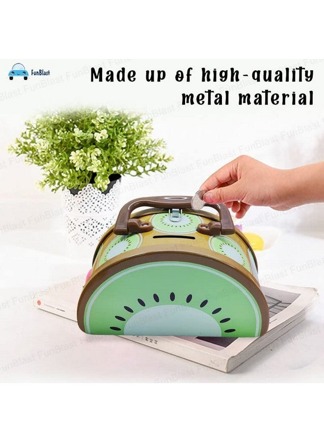 FunBlast Piggy Bank for Kids with Lock - Fruit Shaped Coin Box for Kids, Boys, Girls, Money Saving Tin Coin Box, Gullak for Kids, Money Box for Kids, Birthday Return Gift (Multicolor) - Image 4