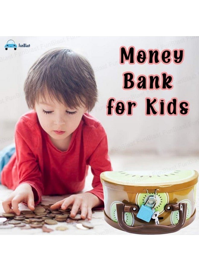 FunBlast Piggy Bank for Kids with Lock - Fruit Shaped Coin Box for Kids, Boys, Girls, Money Saving Tin Coin Box, Gullak for Kids, Money Box for Kids, Birthday Return Gift (Multicolor) - Image 5