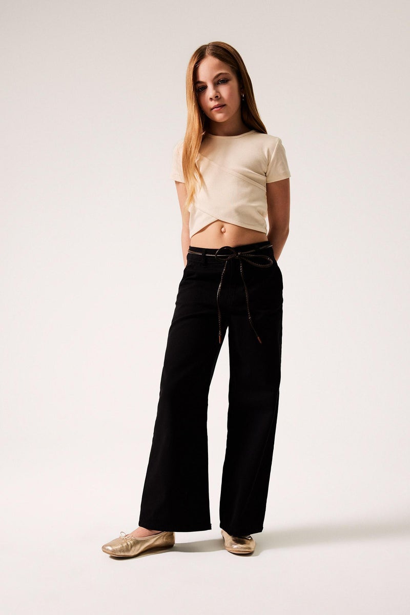 DeFacto Black Girl Girl Wide Leg Cotton Trousers Casual - Image 2