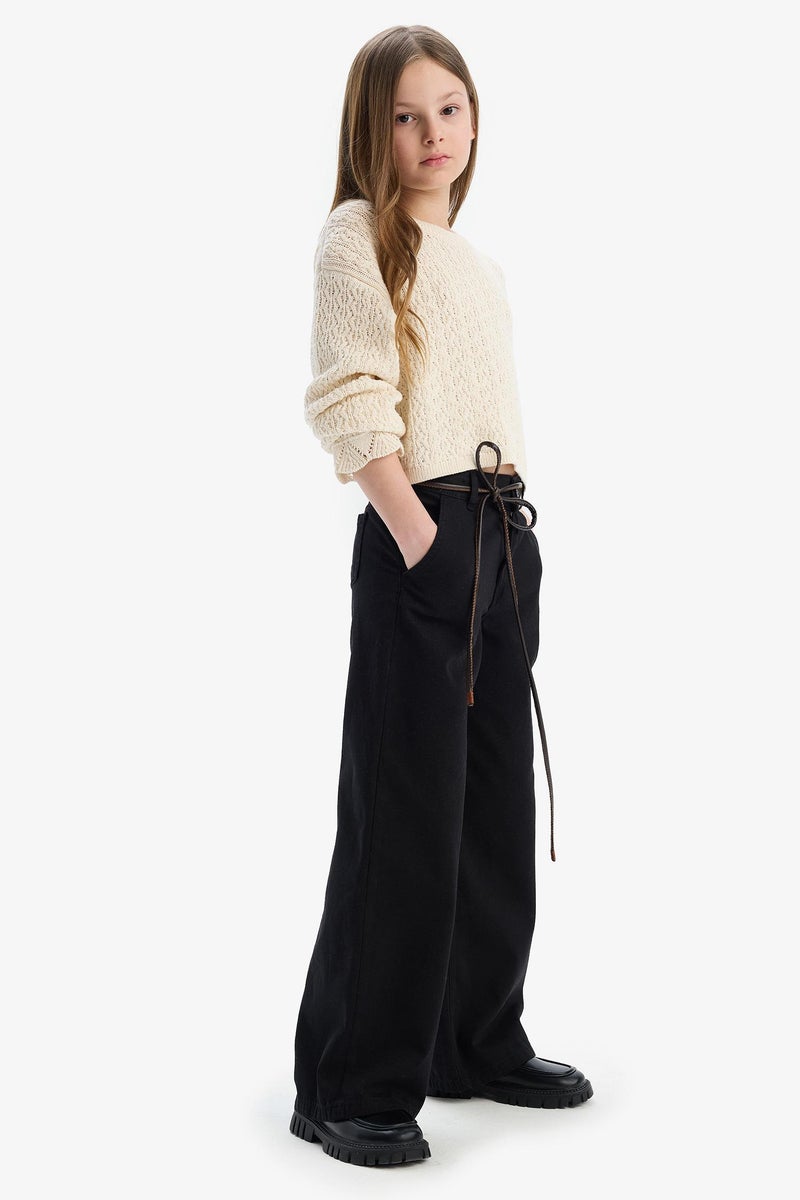 DeFacto Black Girl Girl Wide Leg Cotton Trousers Casual - Image 4