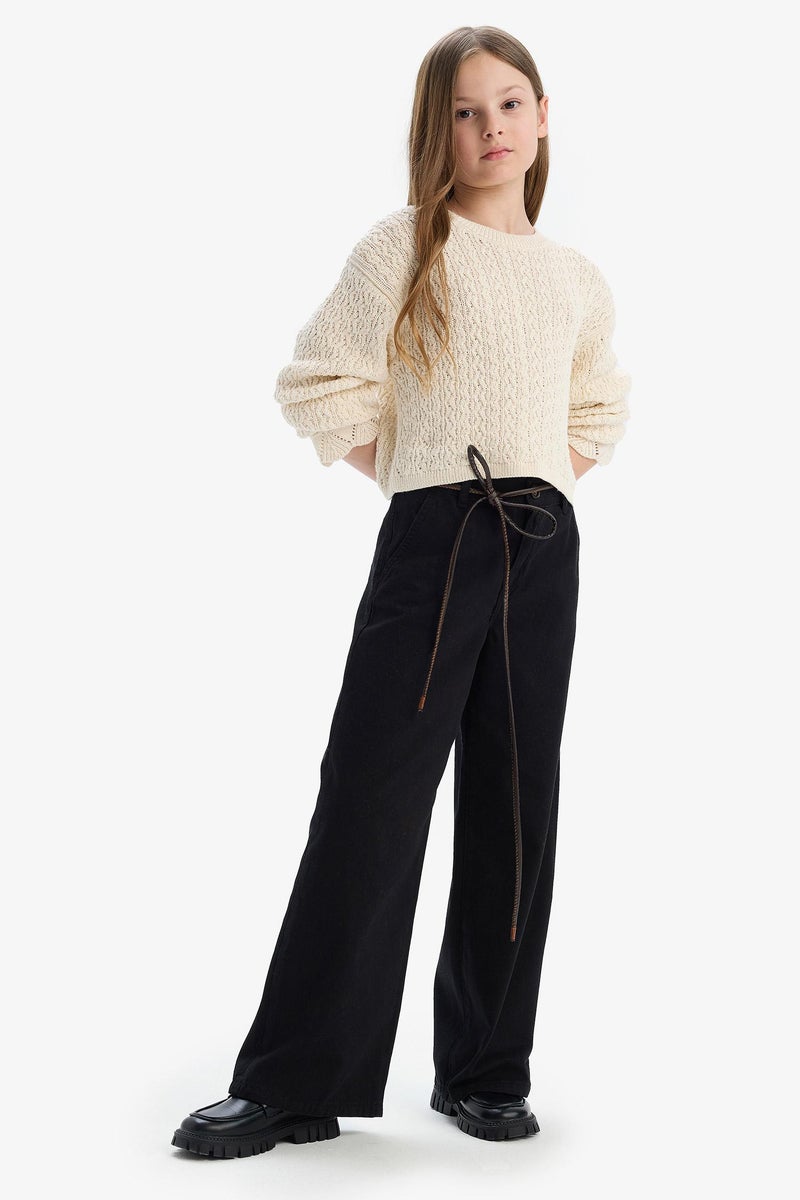 DeFacto Black Girl Girl Wide Leg Cotton Trousers Casual - Image 3