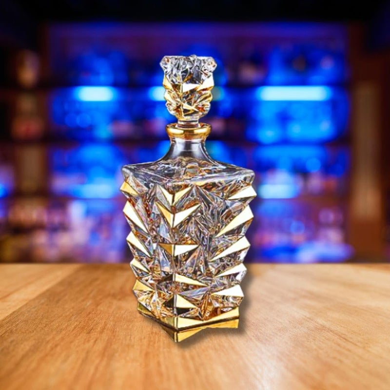 FALKOR Luxury Glassware - Anubis Decanter Elegant Classy Decanter with Gold Styling- Drinking Party Accessory - for Whiskey, Liquor, Scotch, Bourbon, Vodka or Wine - 850ml - Image 1