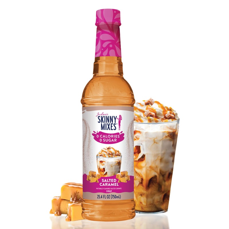 Jordan's Skinny Mixes Jordan's Skinny Syrups Sugar Free Coffee Syrup, Salted Caramel Flavor Drink Mix, Zero Calorie Flavoring for Chai Latte, Protein Shake, Food & More, Gluten Free, Keto Friendly, 25.4 Fl Oz, (Pack of 1) - Image 1