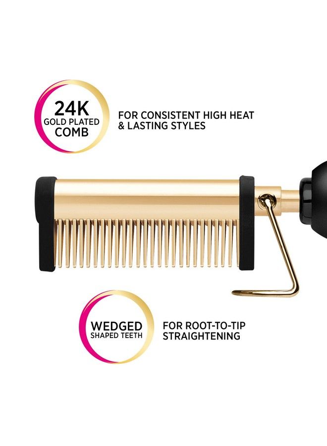 Gold N Hot Professional 24K Gold Pressing & Styling Comb ; Great For Lifting And Straightening - Image 3