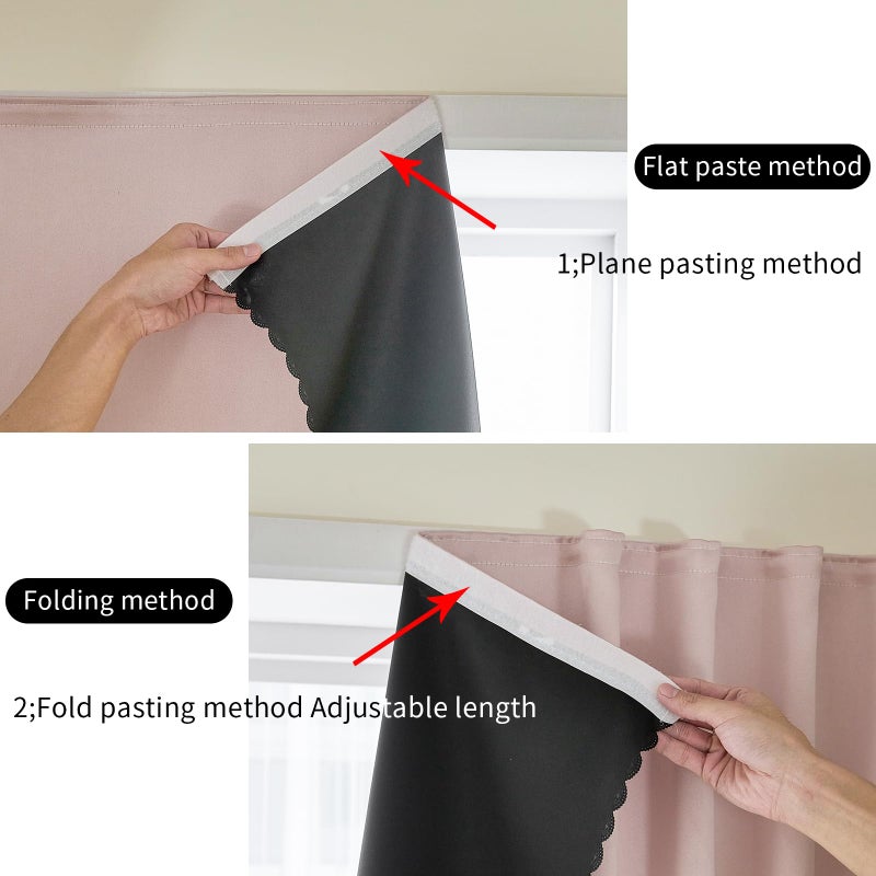 A-jazz AJAZZ self Adhesive Portable 100% Blackout Curtains Simple and Easy to installBedroom Window Thermal Lnsulated Kitchen Room Darkening Black Small Drapes 1-Pack - Image 4