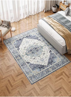 Dripex Dripex Vintage Washable Area Rug - 4x6 Boho Distressed Rugs for Living Room Bedroom Oriental Medallion Floral Print Carpet Low-Pile Indoor Soft Non-Slip Accent Rug Farmhouse Office Home Decor 
