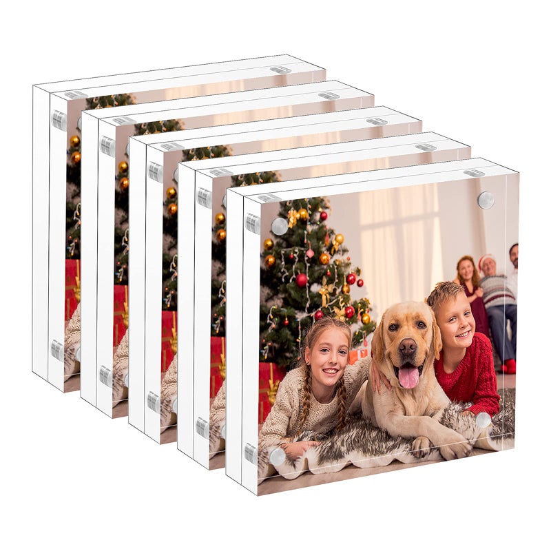 NIUBEE NIUBEE 4x4 Acrylic Frames 5 Pack Double Sided Clear Picture Display 