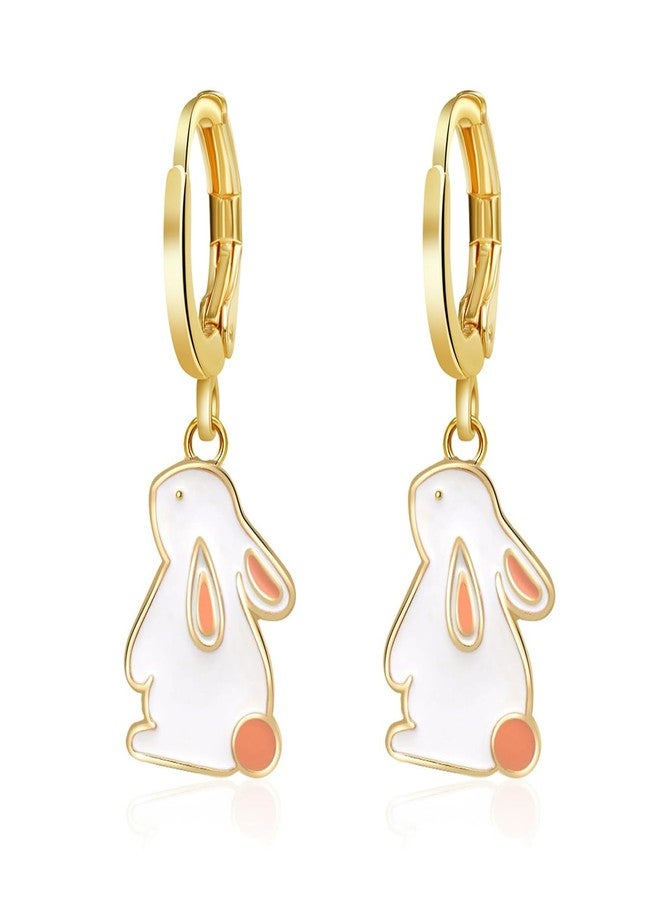 WCRAZYE Easter Hoop Earrings for Women Cute Funny Gold Enamel Colorful Rabbit Egg Bunny Sparkle Spring Earrings Fashion Holiday Happy Easter Jewelry Gift (Style 1) - Image 1