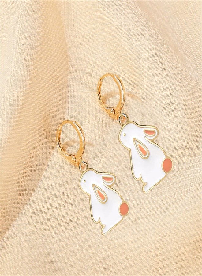 WCRAZYE Easter Hoop Earrings for Women Cute Funny Gold Enamel Colorful Rabbit Egg Bunny Sparkle Spring Earrings Fashion Holiday Happy Easter Jewelry Gift (Style 1) - Image 5