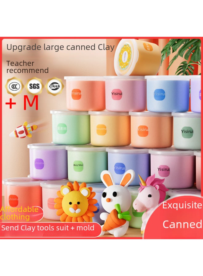Children's Ultra-light Clay 24-color Suit Children's Environmental Protection Handmade Diy Toys 12-color Colored Clay Plasticine Cover-Color:Prince Style [24 Colors❤Storage Box] 100g Set (50g Can + 50g Bag) + Full Set Of Accessories - Image 2