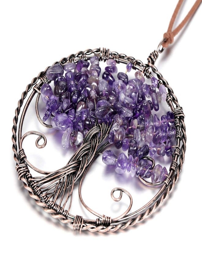 PESOENTH Amethyst Life Tree Dream Catcher Wall Hanging Decor Boho Handmade Purple Crystals and Healing Stones Dreamcatcher Car Window Hanging Decorations Home Bedroom Wall Art Ornament - Image 5