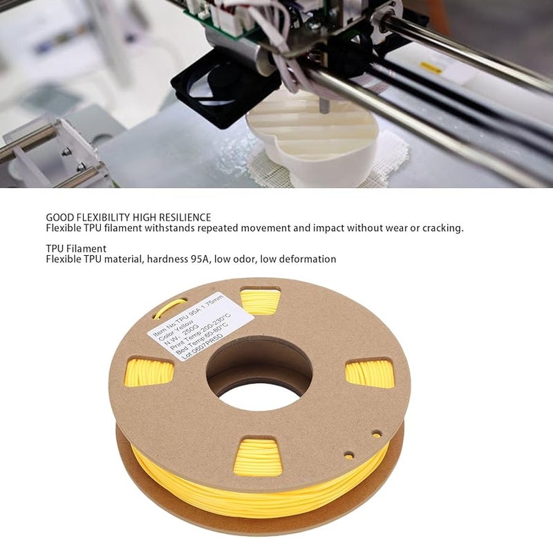 Vbestlife 1 75mm Flexible TPU Filament 95A Hardness 250g Yellow For 3D Printer Insoles Watch Bands - Image 3