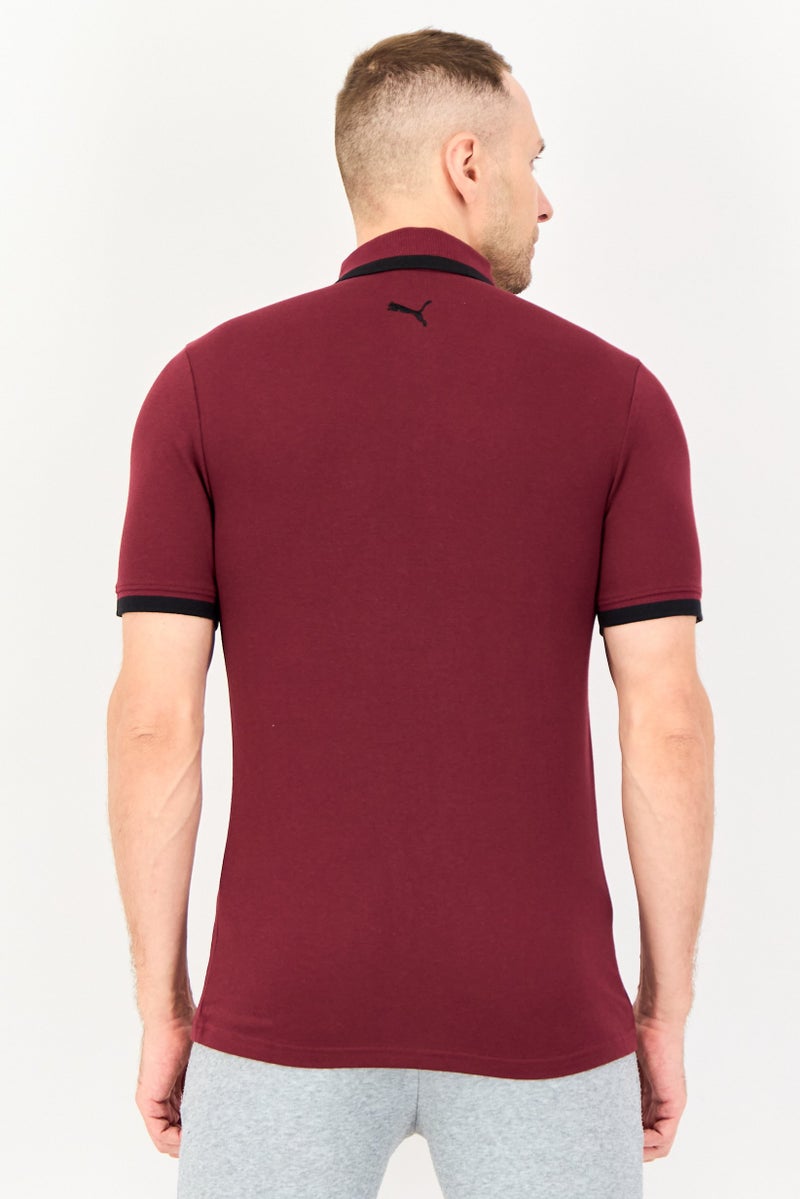 PUMA Men Sportswear Fit Short Sleeve Essential Pique Tipping Outdoor Polo Shirt, Maroon - Image 2