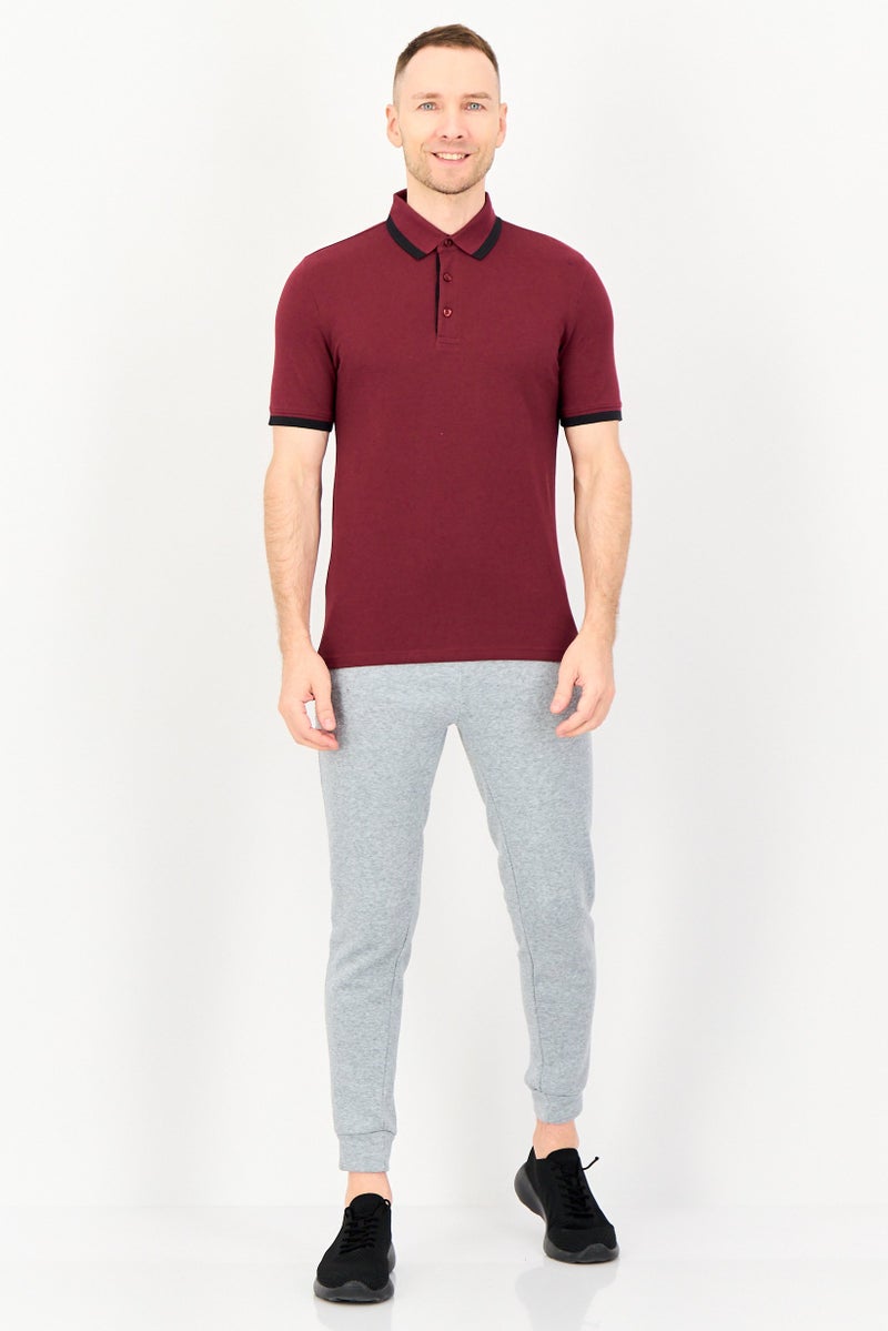 PUMA Men Sportswear Fit Short Sleeve Essential Pique Tipping Outdoor Polo Shirt, Maroon - Image 3