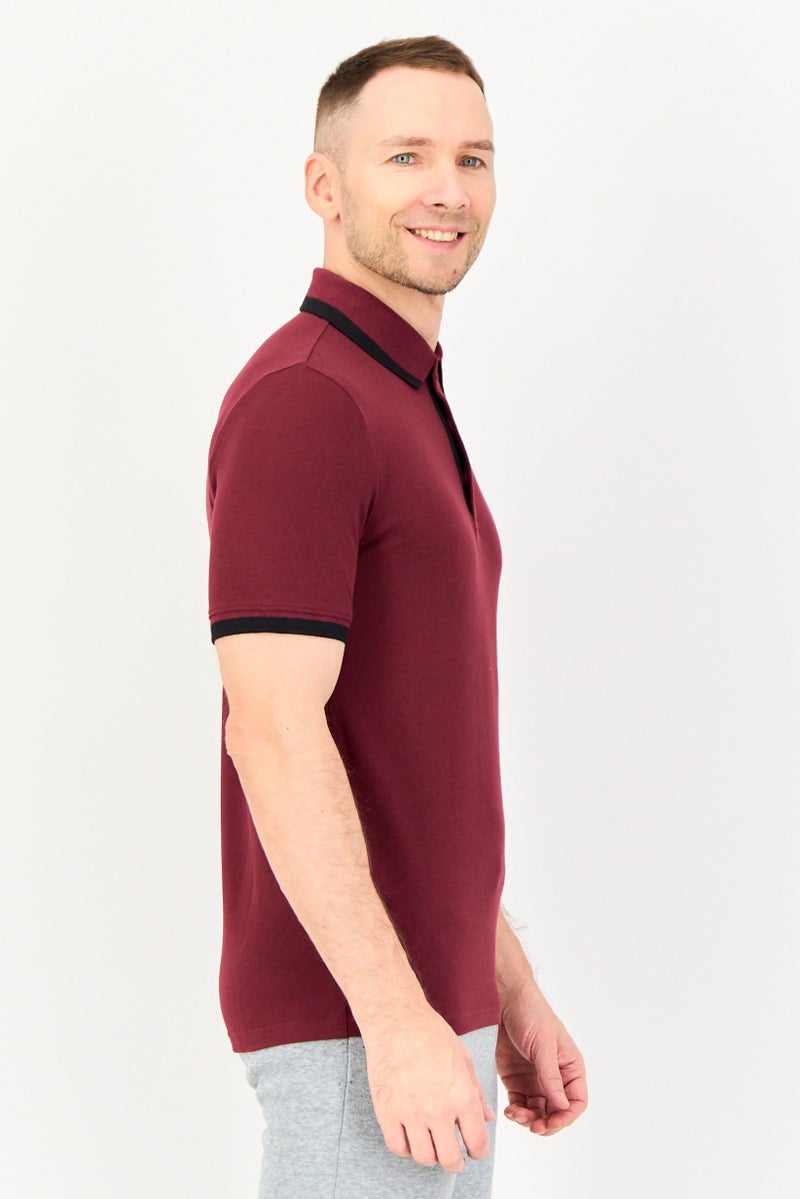 PUMA Men Sportswear Fit Short Sleeve Essential Pique Tipping Outdoor Polo Shirt, Maroon - Image 4