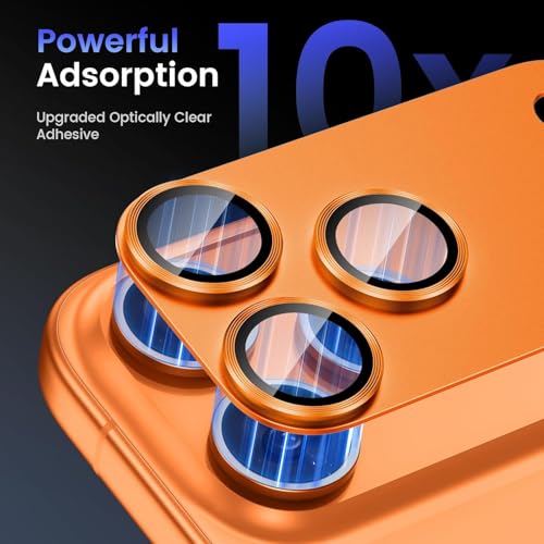 CASENED Camera Lens Protector Tempered Glass for iPhone 17 Pro Max - Alloy Metal Cover with Tempered Glass - Scratch Resistant, Easy Installation (1, Cosmic Orange, iPhone 17 Pro Max) - Image 3