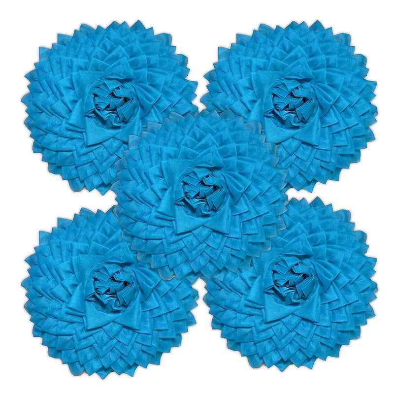 K.S. CRAFT KSCRAFT Polyester Blend Lotus Cushion Cover 40 x 40 cm Blue Set of 5 Pieces  - Image 2