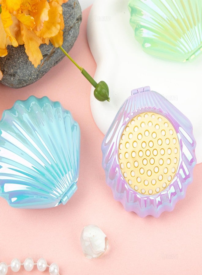 AUEAR, 4 Pack Foldable Travel Hair Brushes with Mirror Shell Shape Portable Folding Pocket Brush Mini Comb Compact Size Massage - Image 5