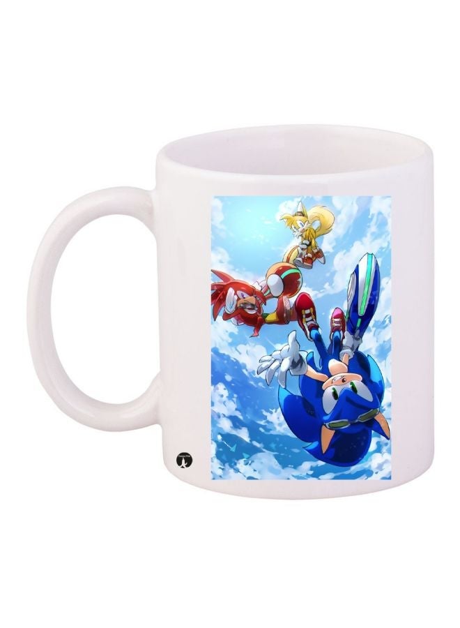 RYN Sonic The Hedgehog Printed Coffee Mug White/Blue/Red 11ounce
