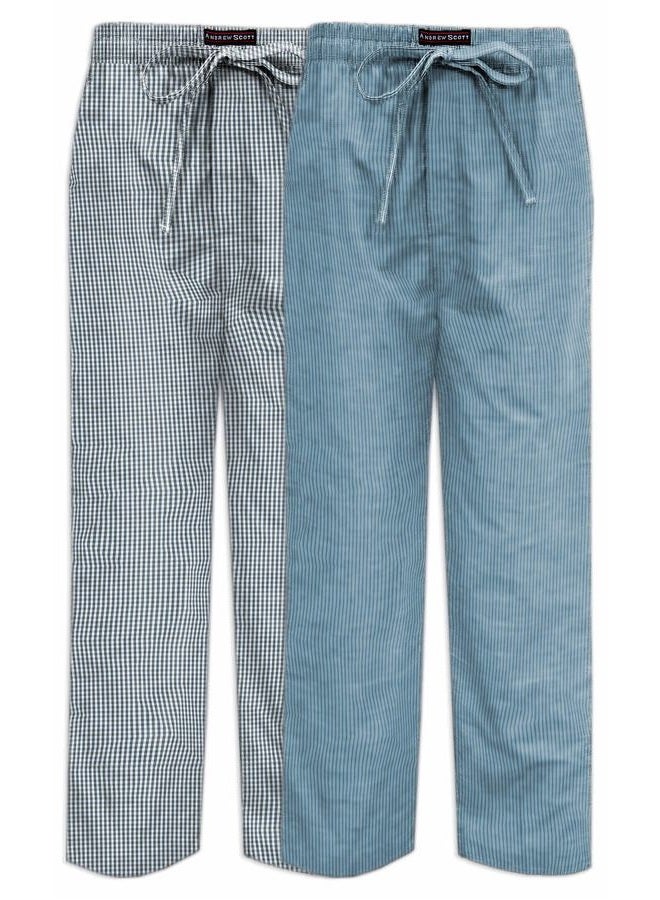 Andrew Scott Men's 2 Pack Super Soft Woven Pajama & Sleep Long Lounge PJ Pants (2 Pack- Blues, Large) - Image 1