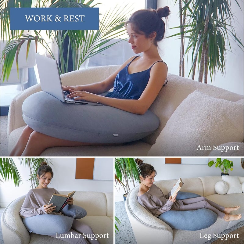 PharMeDoc Crescent Pregnancy Pillows - Body Pillow - Dark Grey Cooling Cover - Image 5