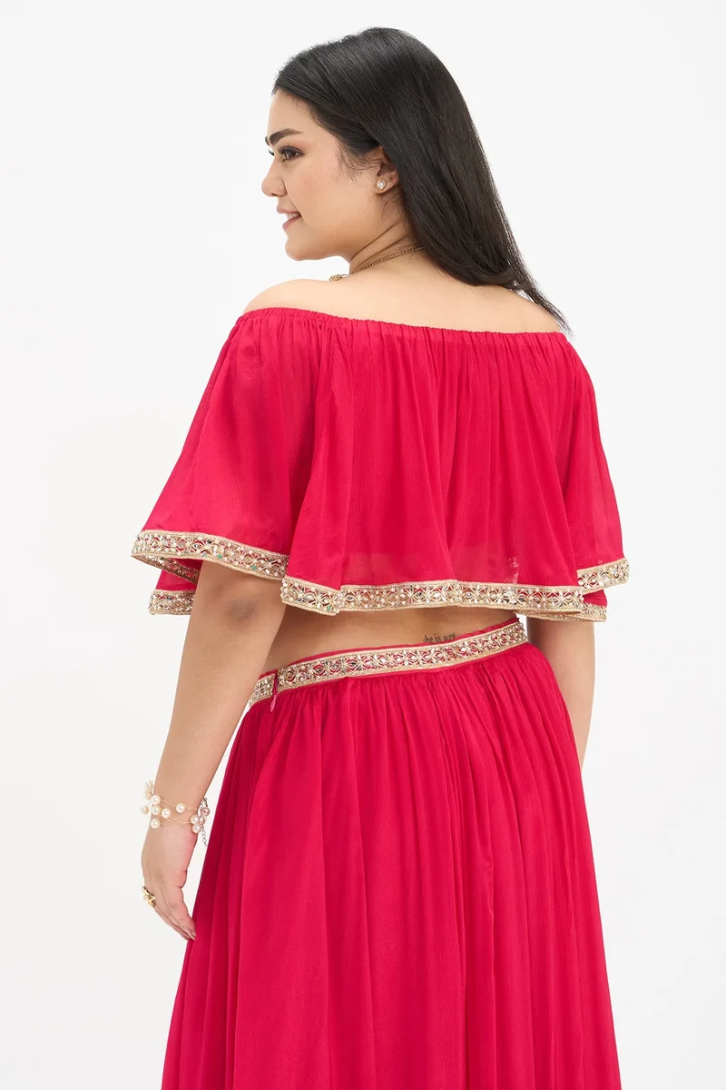 Virgio  Solid Viscose Off-Shoulder Crop Plus Size Top for Women for Women | Best Price UAE