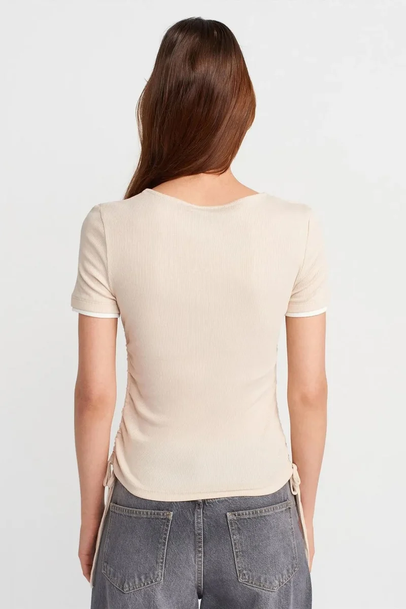 Dilvin Beige Natural DILVIN Women's Cotton Slim Fit Crew Neck T-Shirt for Women | Best Price UAE