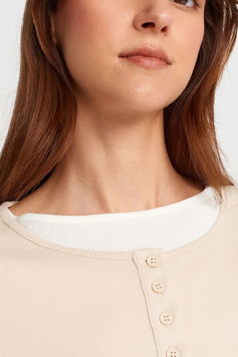 Dilvin Beige Natural DILVIN Women's Cotton Slim Fit Crew Neck T-Shirt for Women | Best Price UAE