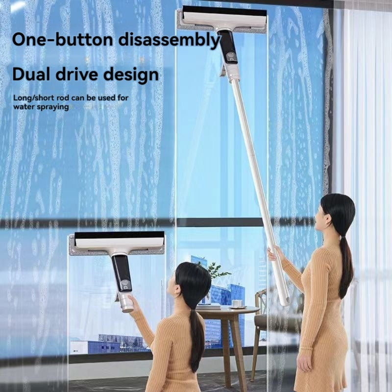 Window Cleaning Tool: White, Large-Capacity Water Tank, Integrated Wiper & Scraper - Exclusive Water Spray System, High-strength Extension Pole for High-Rise Exterior & Household Glass Cleaning - Image 2