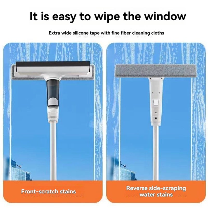 Window Cleaning Tool: White, Large-Capacity Water Tank, Integrated Wiper & Scraper - Exclusive Water Spray System, High-strength Extension Pole for High-Rise Exterior & Household Glass Cleaning - Image 5
