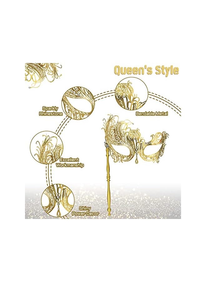 The Bros Masquerade Mask for Women, Shiny Halloween Metal Mask, Specially for Mardi Gras Mask Party, Venetian, Costume  - Image 2