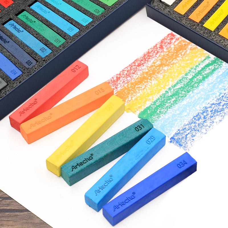 Artecho 24pcs Soft Pastels, Square Chalk for Drawing, Blending, Layering, Shading, Pastels Art Supplies - Image 4