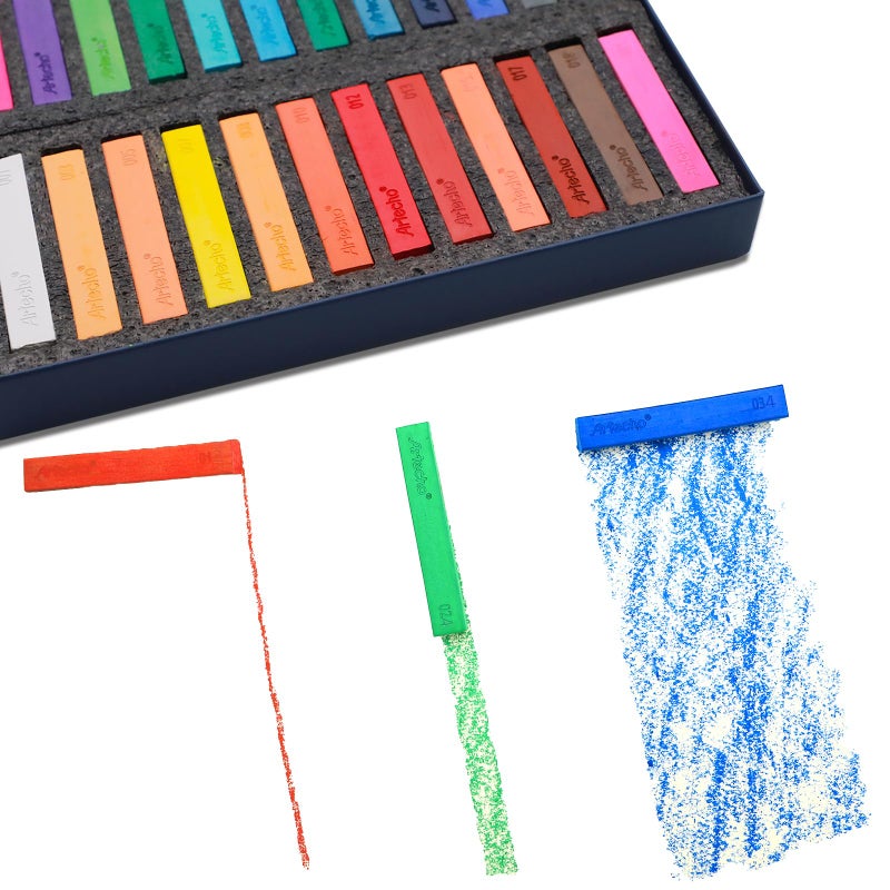 Artecho 24pcs Soft Pastels, Square Chalk for Drawing, Blending, Layering, Shading, Pastels Art Supplies - Image 3