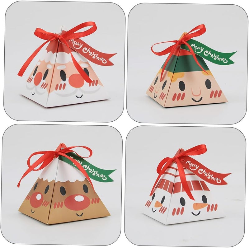 HINTRMENT 24pcs Christmas Candy Boxes Triangle Small Cases Mixed Styles Festive Containers for Holiday Presents and Party Favors Assorted style - Image 3