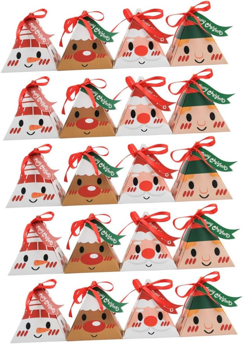 HINTRMENT 24pcs Christmas Candy Boxes Triangle Small Cases Mixed Styles Festive Containers for Holiday Presents and Party Favors Assorted style - Image 1