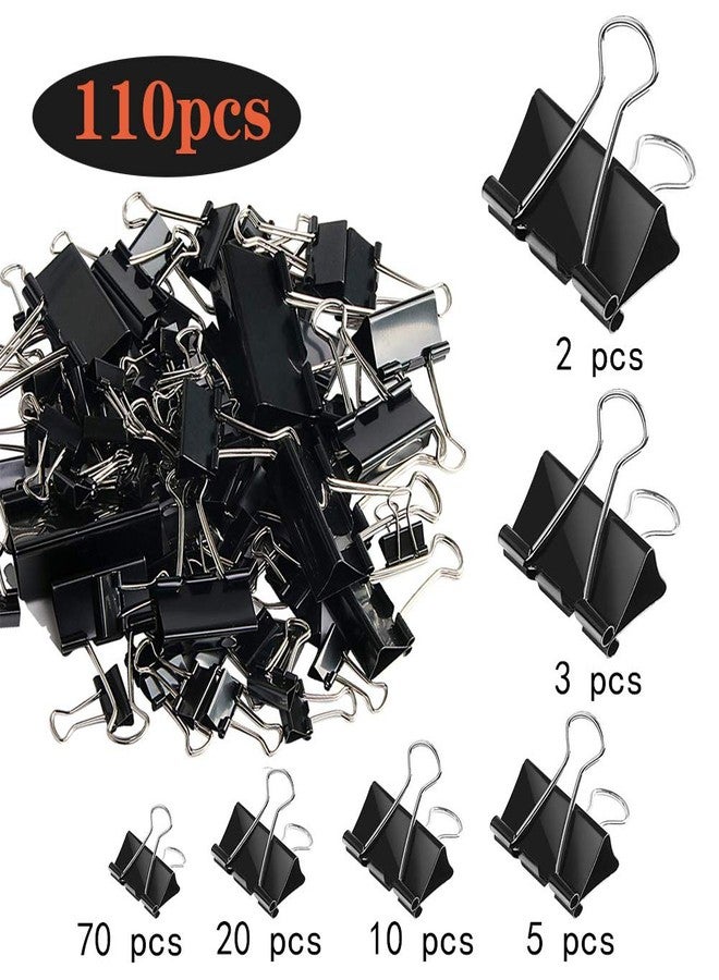 SANNIX 110 PCS Binder Clips Assorted Sizes, X Large, Large, Medium, Small, Mini and Micro, Binder Clips Paper Clamps for Office Home School - Image 2