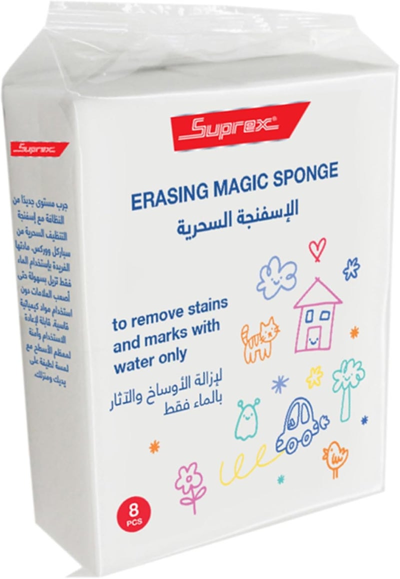 Erasing Magic Sponge – Erasing Cleaning Sponge Removes Stains & Marks with Water Only, Multi-Surface Household Cleaner (Pack of 8)